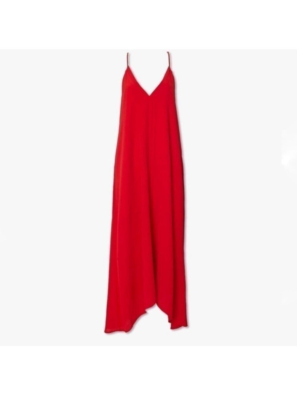 NEW-FOREVER 21 Textured Woven Flowy Cami Racer Back Midi Dress In Red SZ Medium